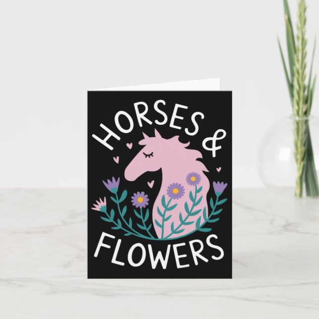 Horses &amp; Flowers - Horse Teens Horse Lovers  Card (Front)