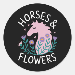 Horses & Flowers - Horse Teens Horse Lovers Classic Round Sticker