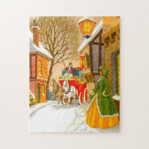 Horses and carriage in the snow jigsaw puzzle