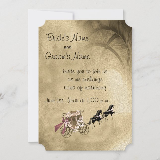 Horses and Carriage Wedding Invitation (Front)