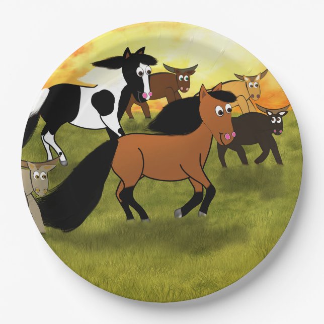 Horses and Cows Birthday Plates Ranch Farm Plates (Front)
