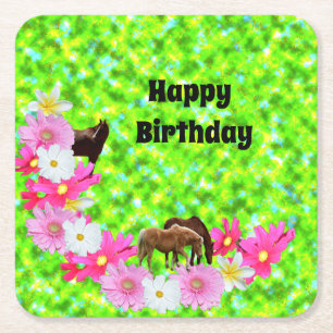 Horses And Flowers, Paper Birthday Coasters