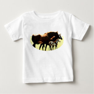 Horses and Foal Picture Baby T-Shirt