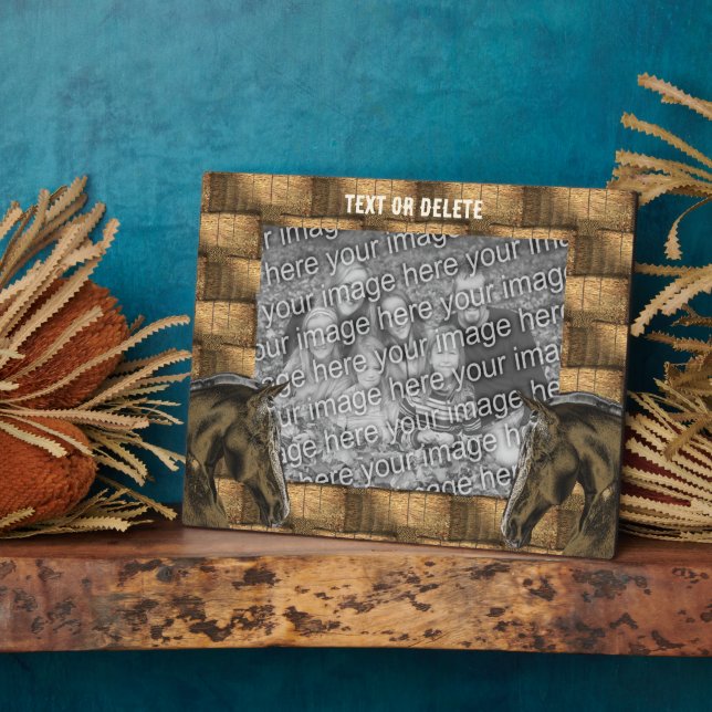 Horses And Hay Bales Add Your Photo Personalised Plaque (Side)