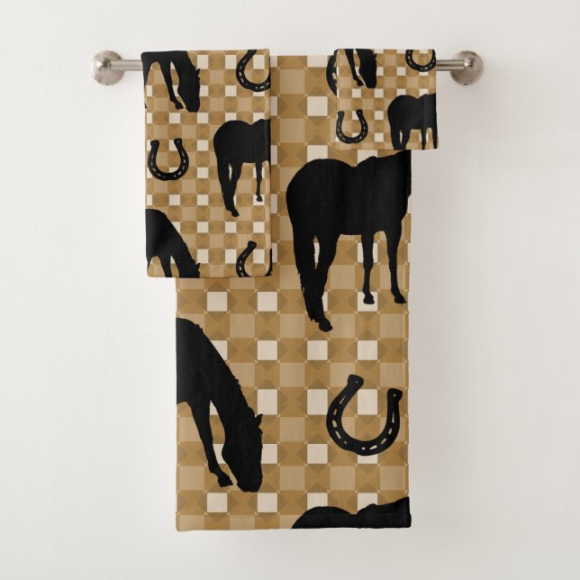 Horses and Horseshoes, Country Western Bath Towel Set (Insitu)