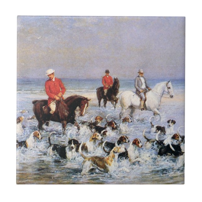 Horses and Hunting Dogs on the Beach in Cleveland Tile (Front)