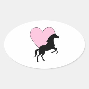 Horses and Love Oval Sticker