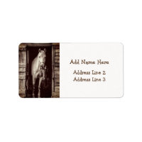Horses and Rustic Brown Barn Address Labels
