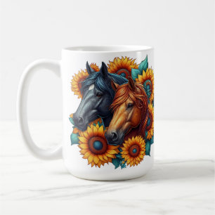 Horses and Sunflowers Coffee Mug