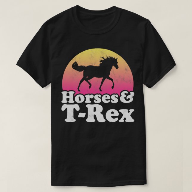 Horses and TRex Gift for Horse Lovers T-Shirt (Design Front)