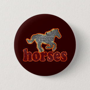 horses animal farm country style 6 cm round badge
