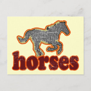 horses animal farm country style postcard