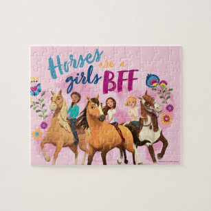 "Horses Are A Girls BFF" Friends Watercolor Art Jigsaw Puzzle