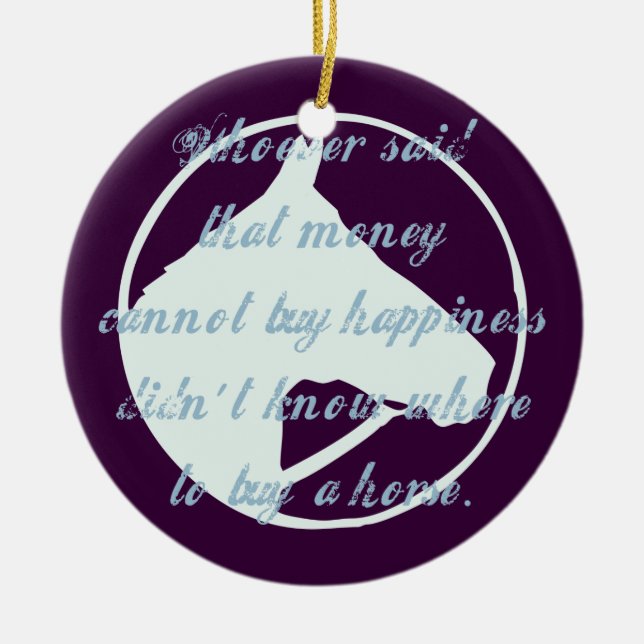 Horses are Happiness Ceramic Tree Decoration (Front)