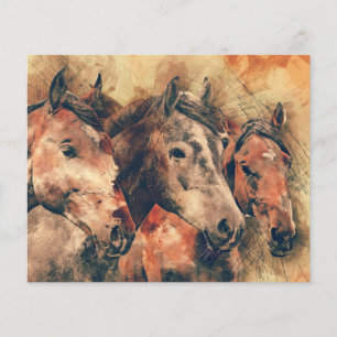 Horses Artistic Watercolor Painting Decorative Flyer