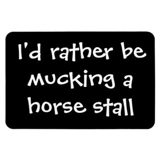 Horses, at liberty, mucking stalls magnet