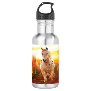 Horses at sunset throw pillow 532 ml water bottle