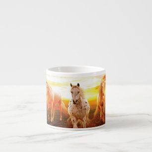Horses at sunset throw pillow espresso cup