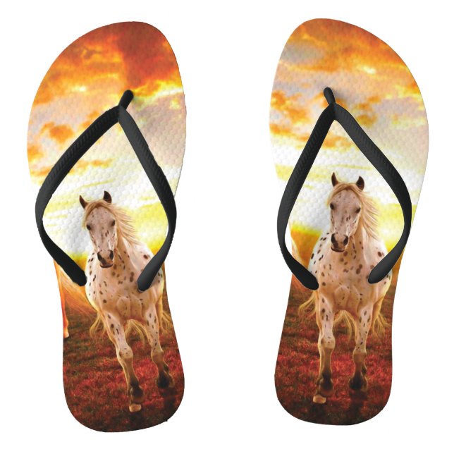 Horses at sunset throw pillow flip flops (Footbed)