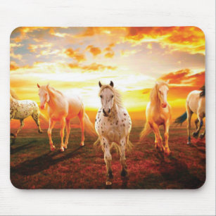 Horses at sunset throw pillow mouse mat