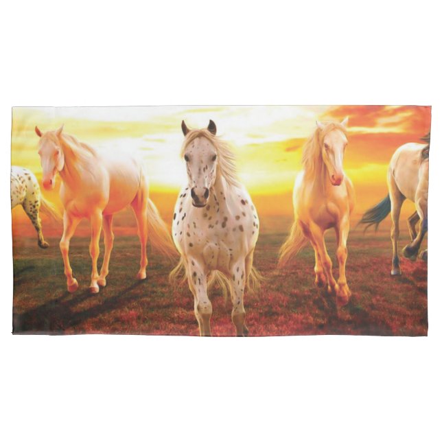 Horses at sunset throw pillow pillowcase (Front-Left)