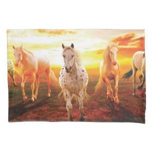 Horses at sunset throw pillow pillowcase