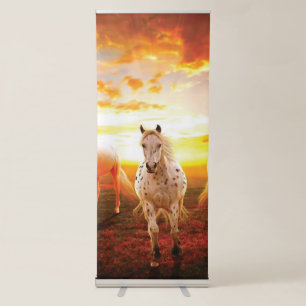 Horses at sunset throw pillow retractable banner