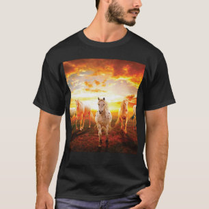 Horses at sunset throw pillow T-Shirt
