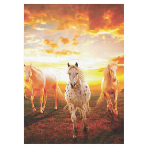 Horses at sunset throw pillow tablecloth