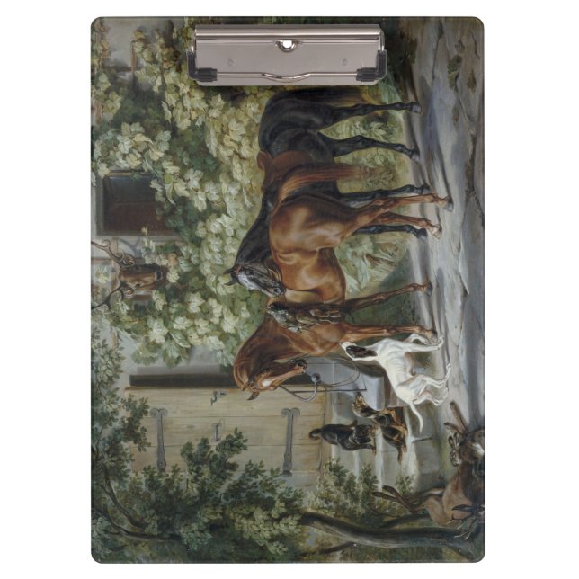 Horses at the Porch (by Albrecht Adam) Clipboard (Front)