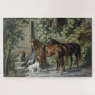 Horses at the Porch (by Albrecht Adam) Jigsaw Puzzle