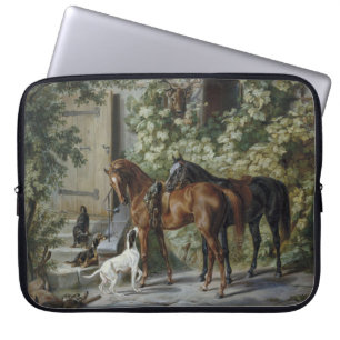 Horses at the Porch (by Albrecht Adam) Laptop Sleeve
