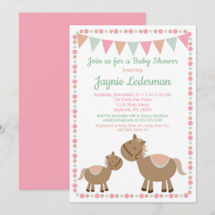 Horses Baby Shower Invitation Country Girl Pink