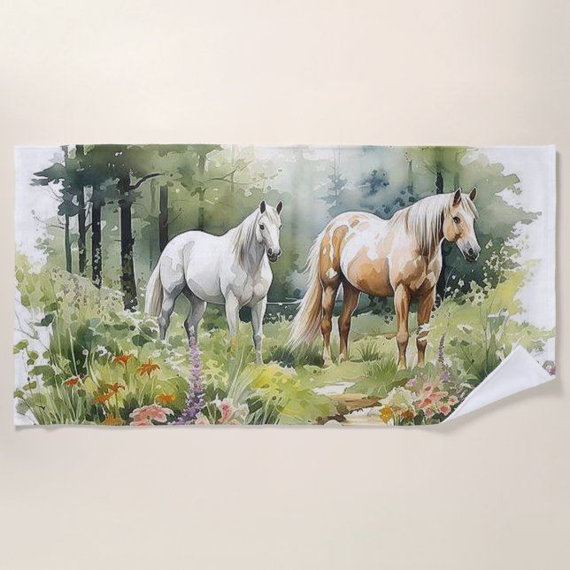Horses    beach towel (Front)