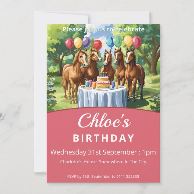 Horses Birthday Party Invitation (Front)