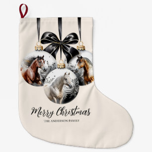 Horses black and gold Christmas quote Large Christmas Stocking