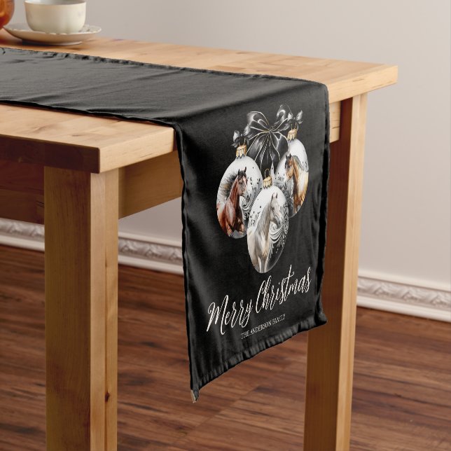 Horses black and gold Christmas quote Short Table Runner (In Situ)