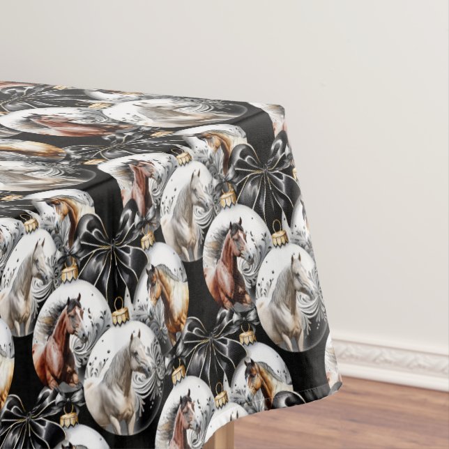 Horses black and gold Christmas quote Tablecloth (In Situ)