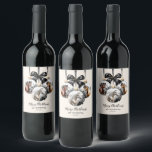 Horses black and gold Christmas quote Wine Label<br><div class="desc">Horse black and gold Christmas design with ornate Christmas baubles with three beautiful horse and a personalised Christmas quote. This horse Christmas design is perfect for any horse lover,  horse rider,  equestrian,  horse ranch,  stable,  barn.</div>