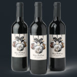 Horses black and gold Christmas quote Wine Label<br><div class="desc">Horse black and gold Christmas design with ornate Christmas baubles with three beautiful horse and a personalised Christmas quote. This horse Christmas design is perfect for any horse lover,  horse rider,  equestrian,  horse ranch,  stable,  barn.</div>