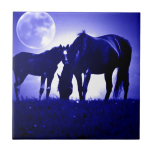 Horses & Blue Night Tile