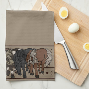 Horses by figdewdrop kitchen towel