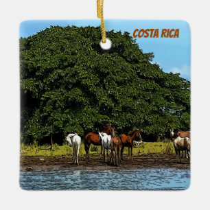 Horses by the water - Costa Rica Ceramic Ornament