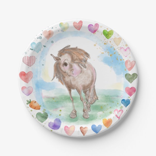 Horses cardboard tableware, children's birthday &  paper plate (Front)