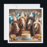 Horses celebrating birthday w/cake and hats invitation<br><div class="desc">A very sweet invitation with a picture of horses celebrating a birthday with cake and party hats. This is a great card for horse lovers.
You can edit and personalise all of the writing,  even leave it blank.</div>