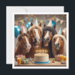Horses celebrating birthday w/cake and hats invitation<br><div class="desc">A very sweet invitation with a picture of horses celebrating a birthday with cake and party hats. This is a great card for horse lovers.
You can edit and personalise all of the writing,  even leave it blank.</div>