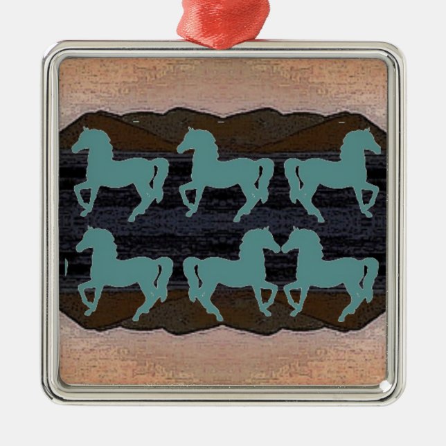Horses Ceramic Christmas Ornament (Front)