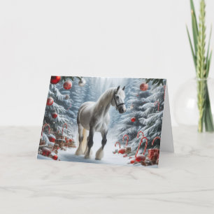 Horses Christmas greeting cards. Holiday Card