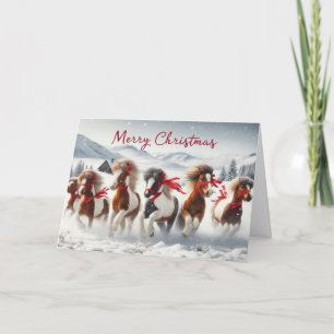 Horses Christmas greeting cards. Holiday Card