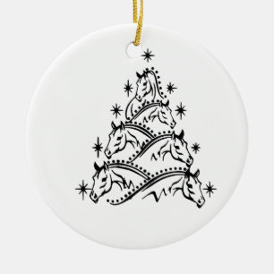 Horses Christmas Tree Equestrian Holiday Xmas Ceramic Tree Decoration